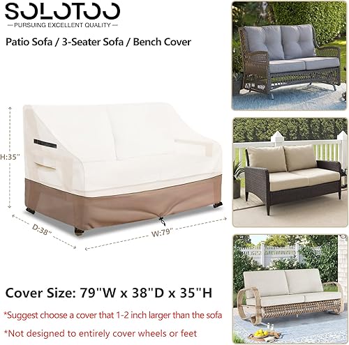 Miniatura 3 de Funda impermeable para sofá de exterior, fundas para muebles de patio, 79 pulgadas, funda de sofá para exteriores, fundas de muebles para asientos