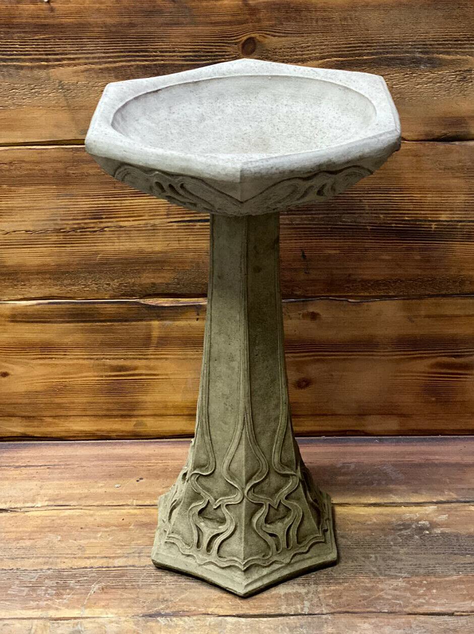 J And L Stone Ornaments Stone J And L Ornaments Garden Large Art Deco Style Leaf Vine Detailed Bird Bath Statue Ornament