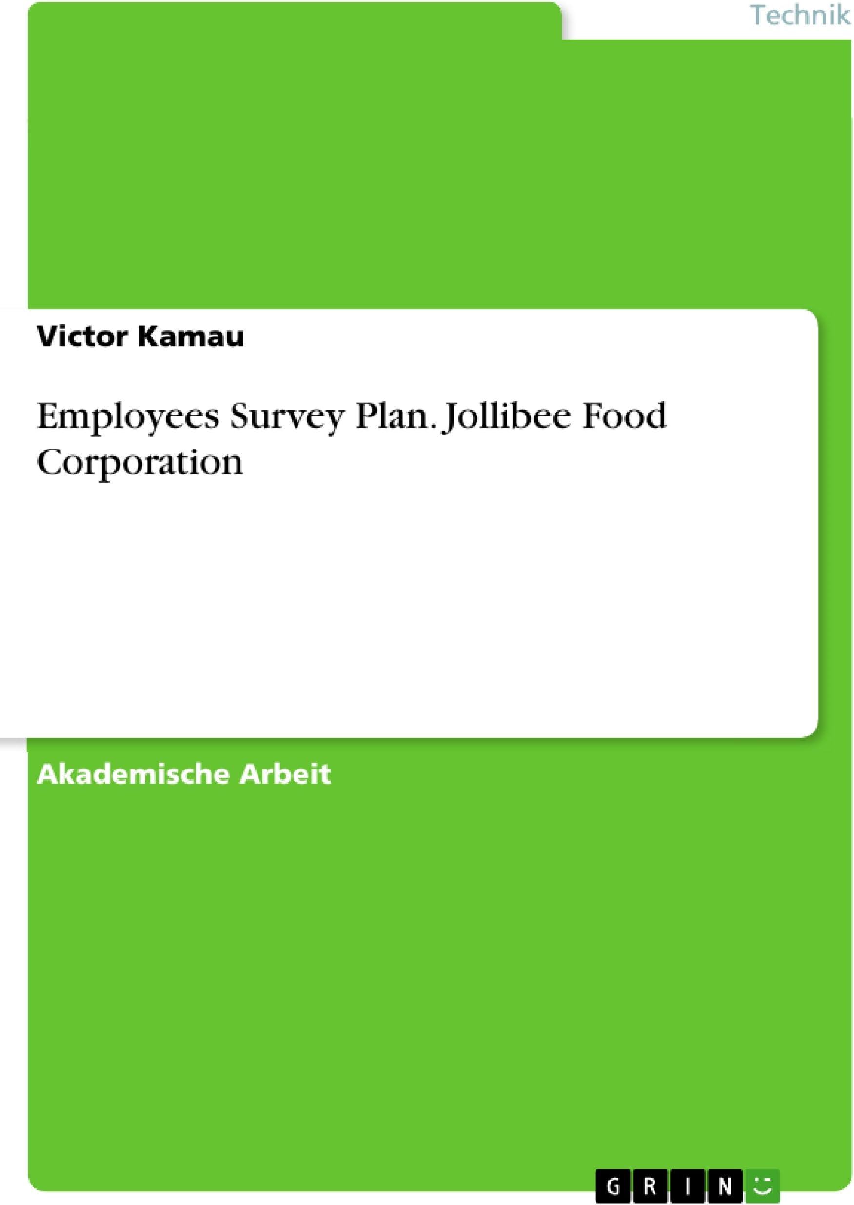 Employees Survey Plan. Jollibee Food Corporation (German Edition)