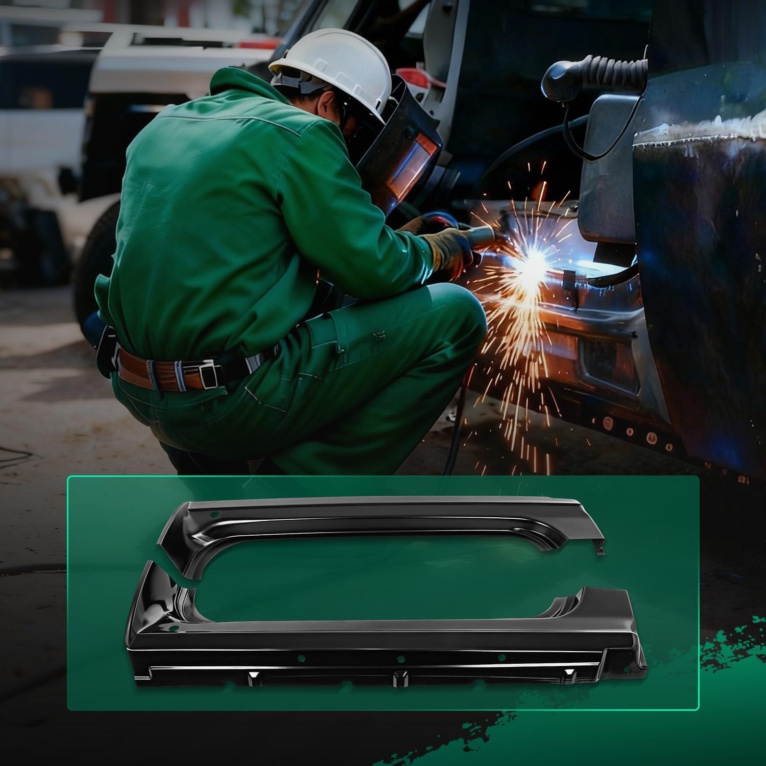 SCITOO Rocker Panels Compatible With 2007 2008 2009 2010 2011 2012 2013 2014 for Chevy Silverado for GMC Sierra Black Set Of Left & Right