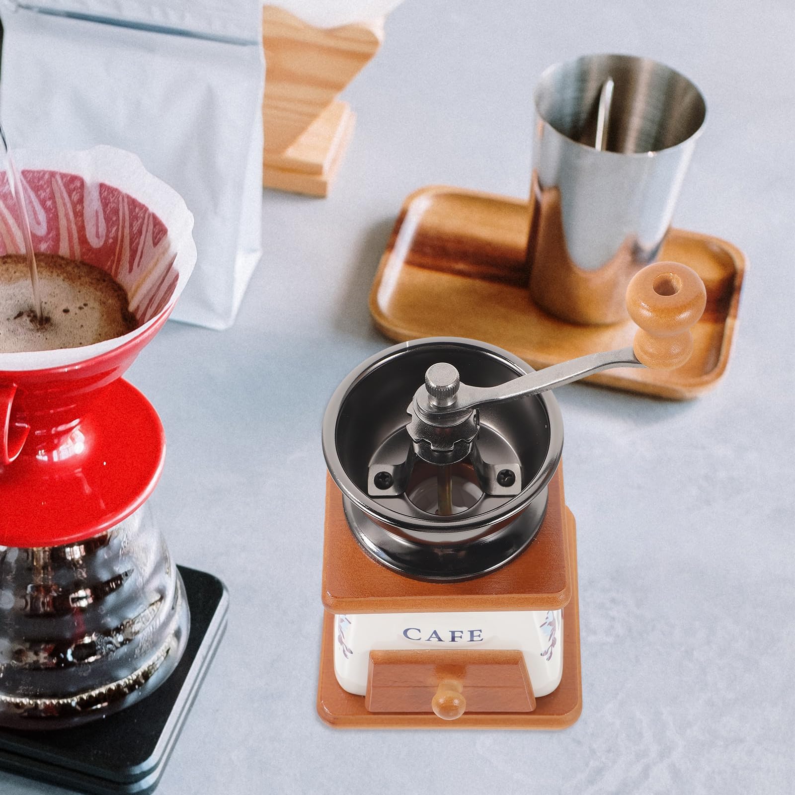 Molinillo de Café Manual de Cerámica Retro, Molinillo Portátil para Frijoles y Pimienta, Herramienta de Molienda para Oficina y Hogar, 1 Unidad, Diseño Ecológico y Resistente