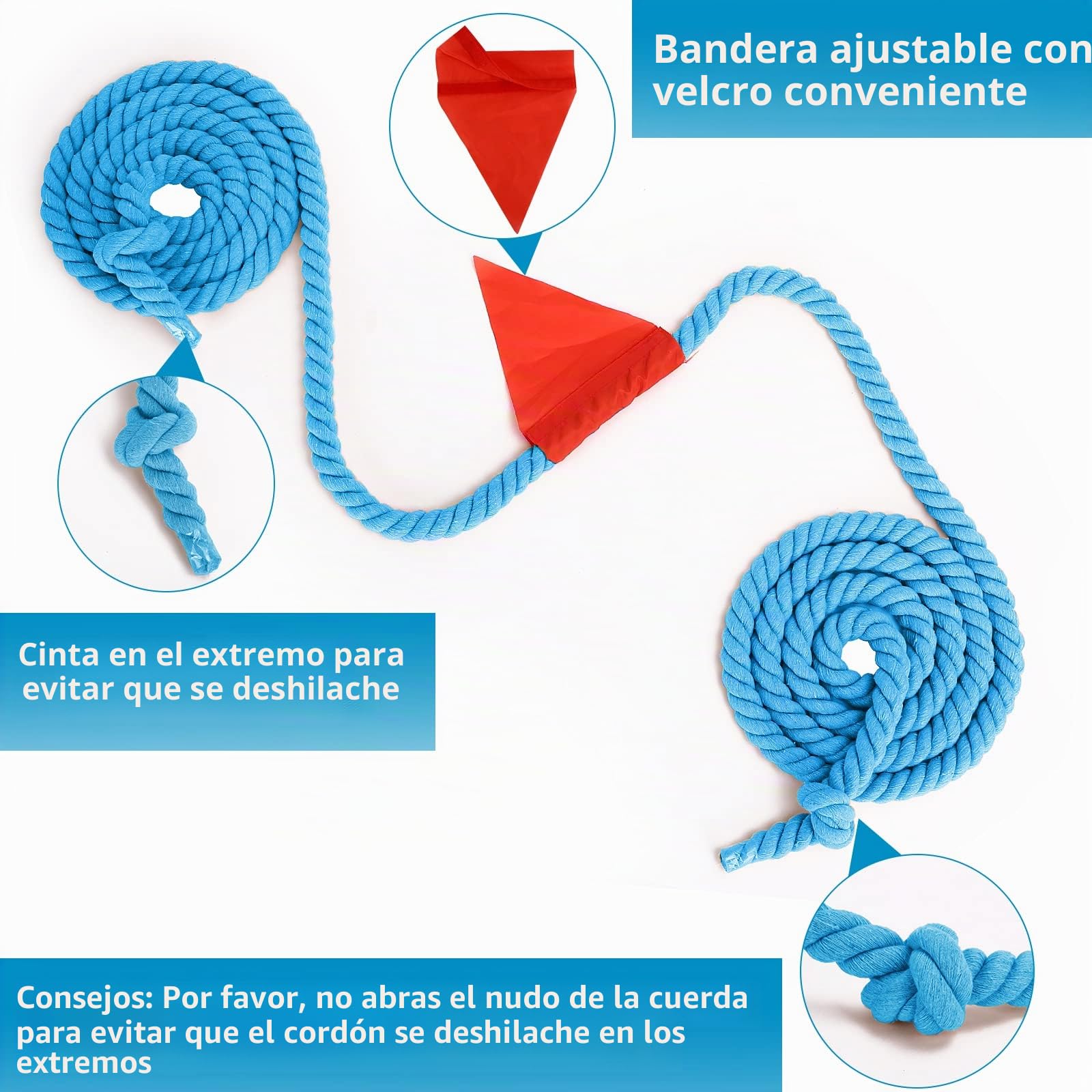 CWLAKON Cuerda de Juego para Niños y Adultos, Día de Campo, Juegos de Fiesta de Cumpleaños, Juegos al Aire Libre, Picnic, Carnavales y Actividades de Construcción de Equipos, 6M, Azul