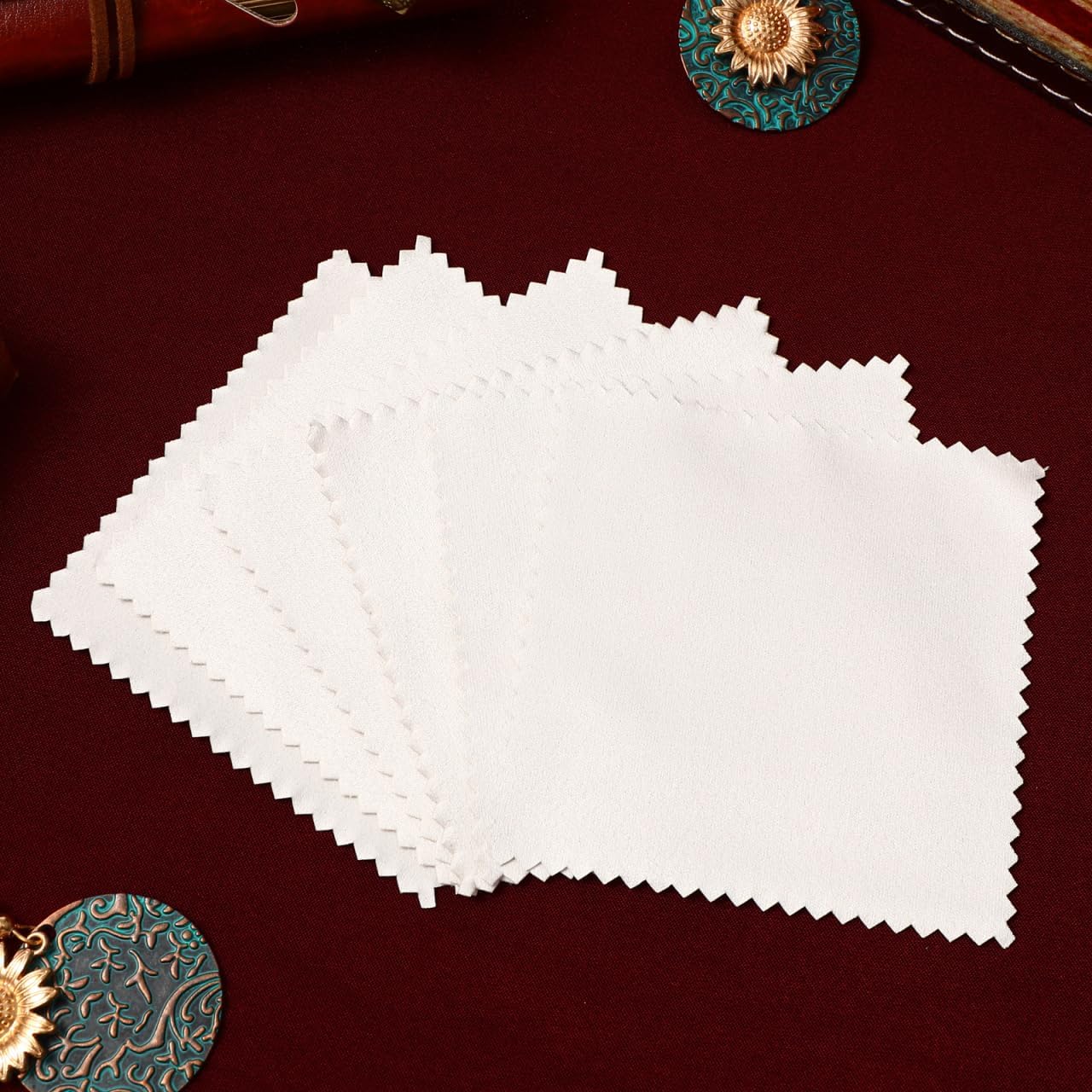 VILLFUL 50 pcs Jewelry Cleaning Cloth Polishing Cloth for Sterling Silver Gold Jewelry Tarnish Removal Wipes for Rings Earrings Watches Pocket Size 3.14 X 3.14 in image 3