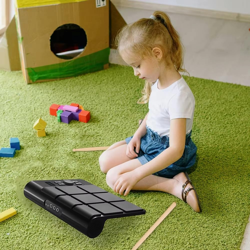 Pad per Campioni di percussioni con Display LCD e connessione App, Pad per Batteria Midi Portatile con 9 Pad per Batteria sensibili alla velocità, Strumento Musicale elettronico Ricaricabile Tramite