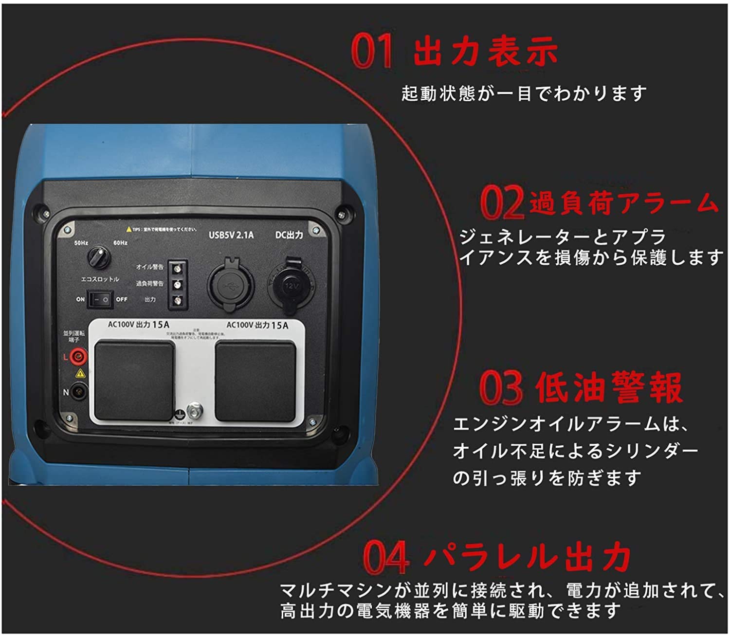Amazon | インバーター発電機 ガソリン発電機(定格出力2.0kVA