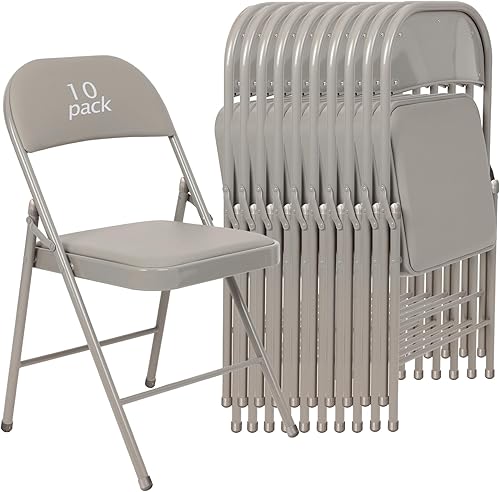 Miniatura 10 de Juego de 6 Sillas Plegables Blancas Acolchadas - Cómodas Sillas Apilables Portátiles para Interior y Exterior, Eventos, Fiestas, Oficina, Boda