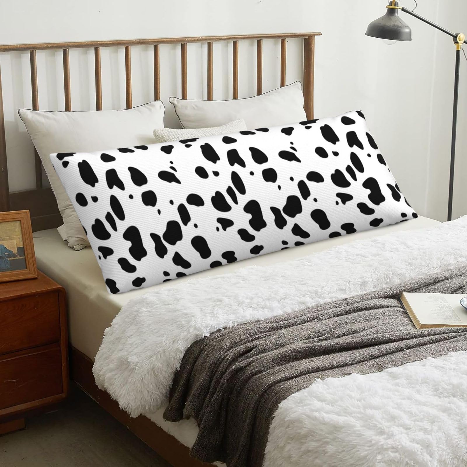 Dalmatian Dog Print Black Spot, Body Pillow Cover with Zipper,Long Body Pillowcase 20 x 60 in