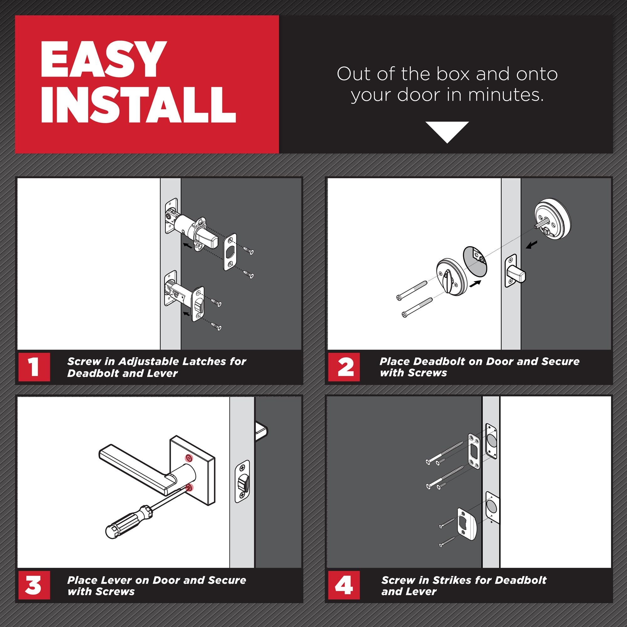 Kwikset Prava - Juego de cerradura de puerta delantera y cerrojo de seguridad con llave, paquete combinado de un solo cilindro, negro mate, resistente a las púas SmartKey Rekey