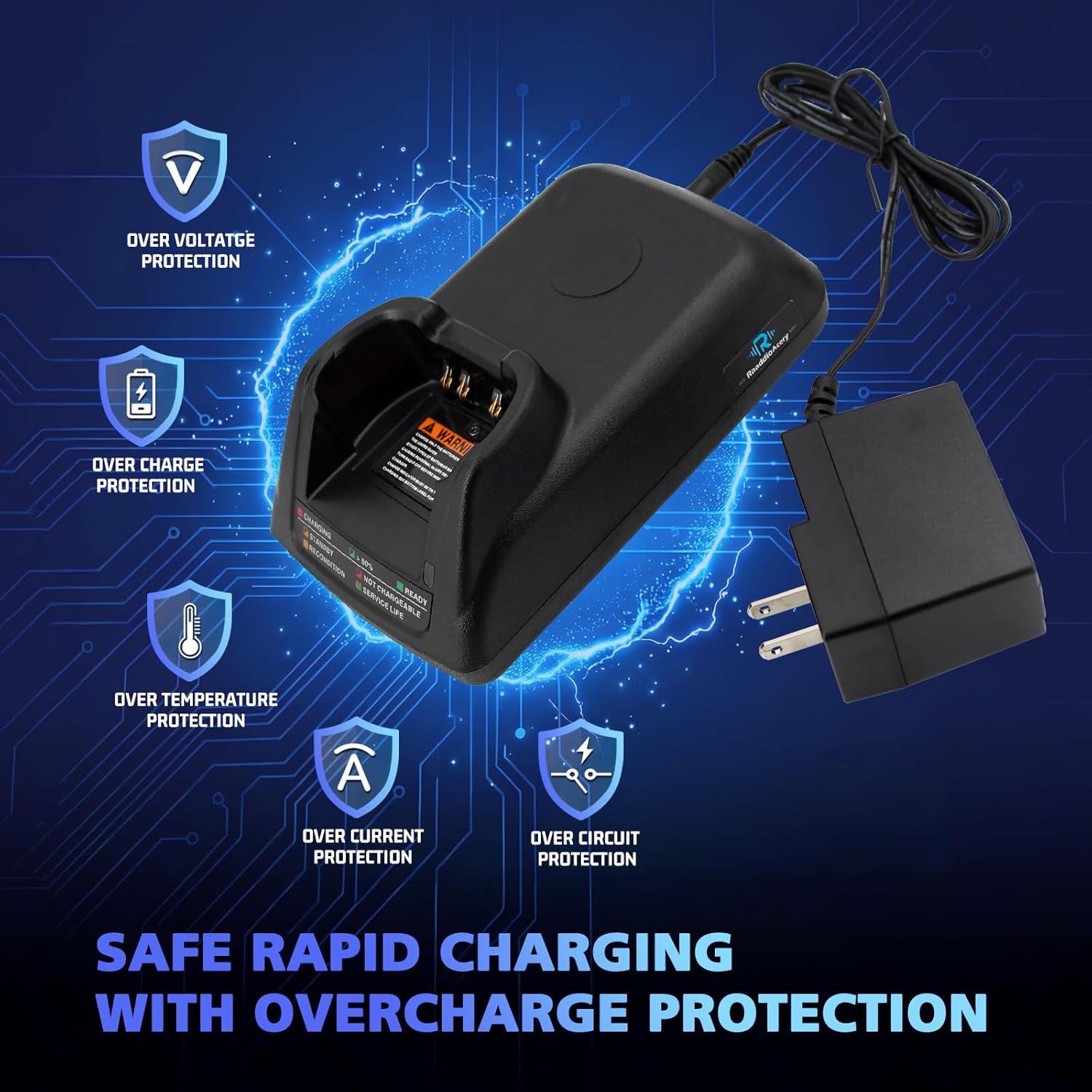 APX6000 APX7000 APX8000 SRX2200N Radios Rapid Charger NNTN7079A-Compatible with Motorola NNTN7038 PMNN4485A PMNN4486 PMNN4403A NNTN4487 Battery & Replaces WPLN7080A WPLN7080 NNTN7079A
