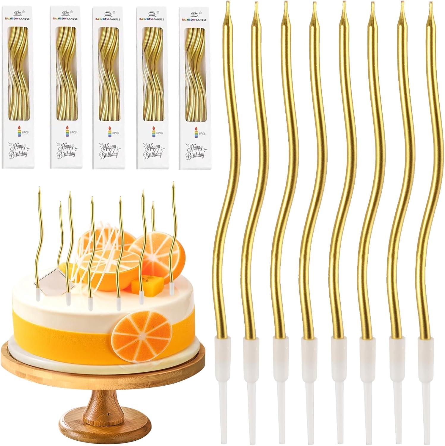 Candeline Per Torta Compleanno - 60 Pezzi Dorate Lunghe - Per Feste E Celebrations