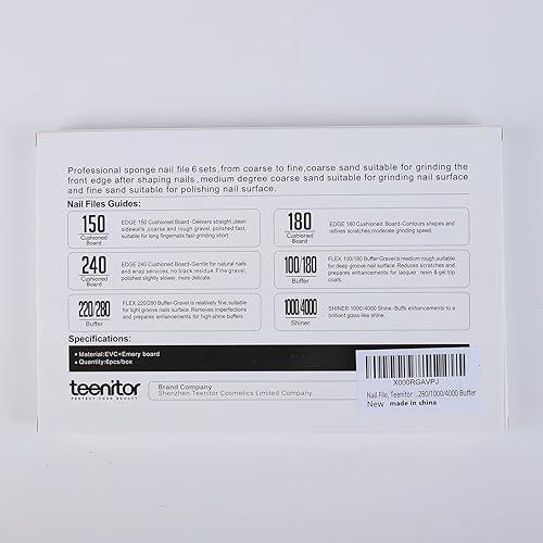 Miniatura 9 de Juego de lima de uñas de gel Teenitor juego de lima de uñas profesional de bloque de lima de uñas natural lavable de doble cara