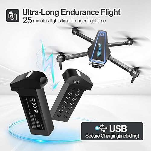 Miniatura 4 de TF770 Drone con cámara 1080P, 2 baterías de 25 minutos de tiempo de vuelo, selfie con gestos de drones para niños, control de voz, una tecla