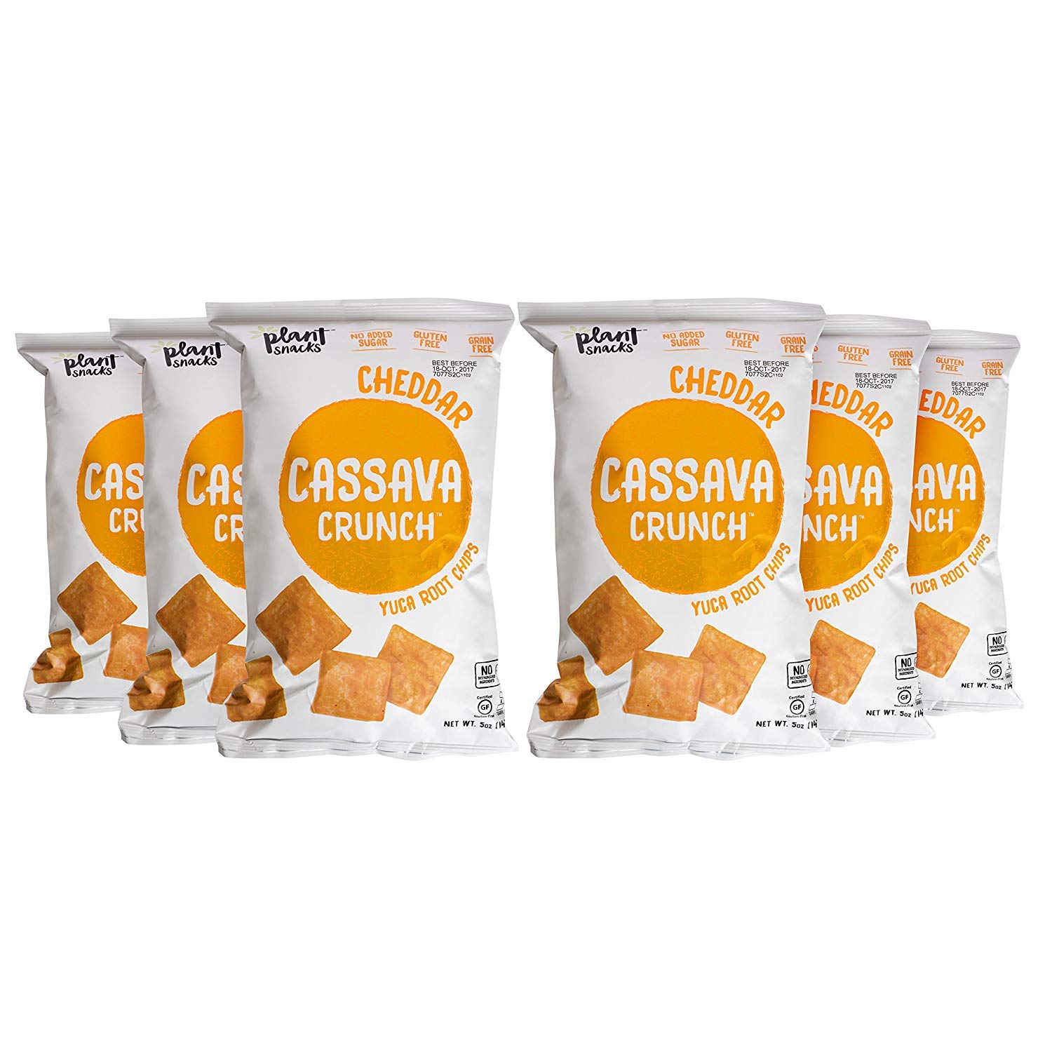Plant Snacks' Cassava Crunch, Cheddar, Yuca Root Chips 5 oz (Pack of 6)