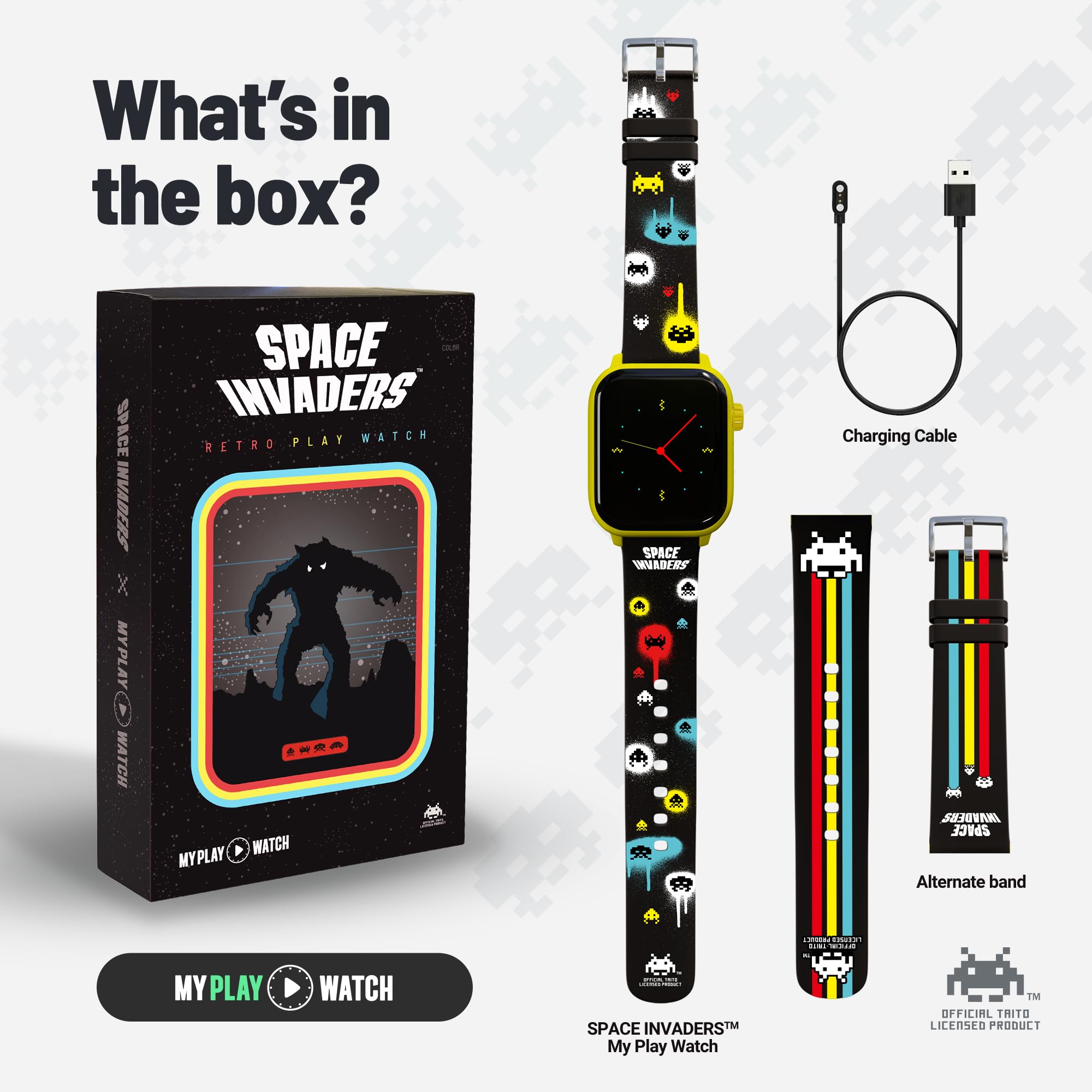 その他 SPACE INVADERS Watch My Play Watch Space Invaders Retro Gaming Smartwatch with