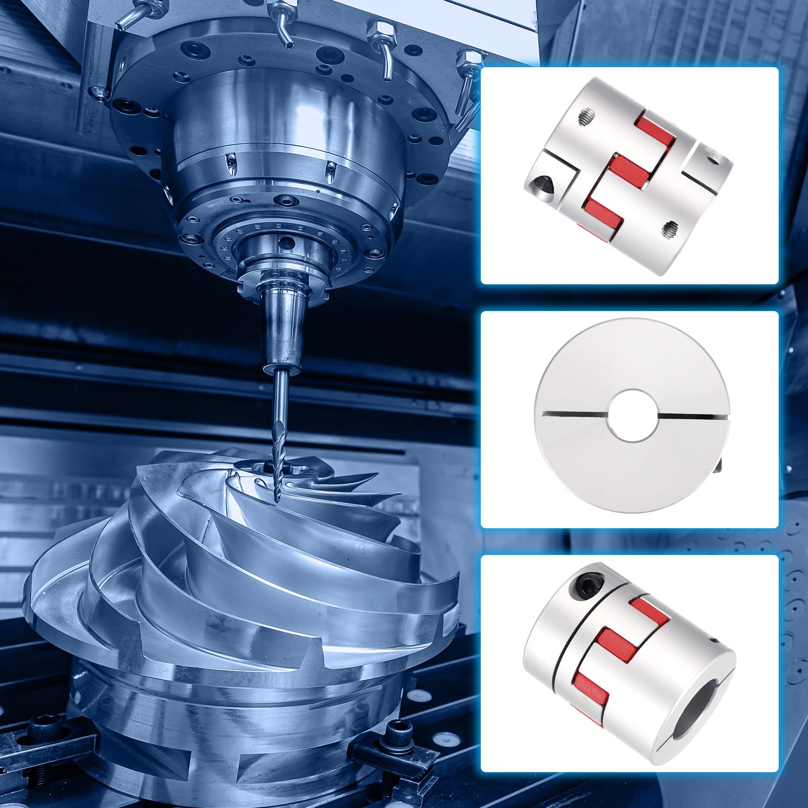 sourcing map Aluminiumwellenkupplung, Wellenkupplung, 12 mm auf 20 mm, flexible Spinnenkupplung, L50 mm x D40 mm, Kupplungsbacke, Spinnen-Wellen-Gelenkverbinder für 3D-Drucker, DIY-CNC-Fräsmaschine