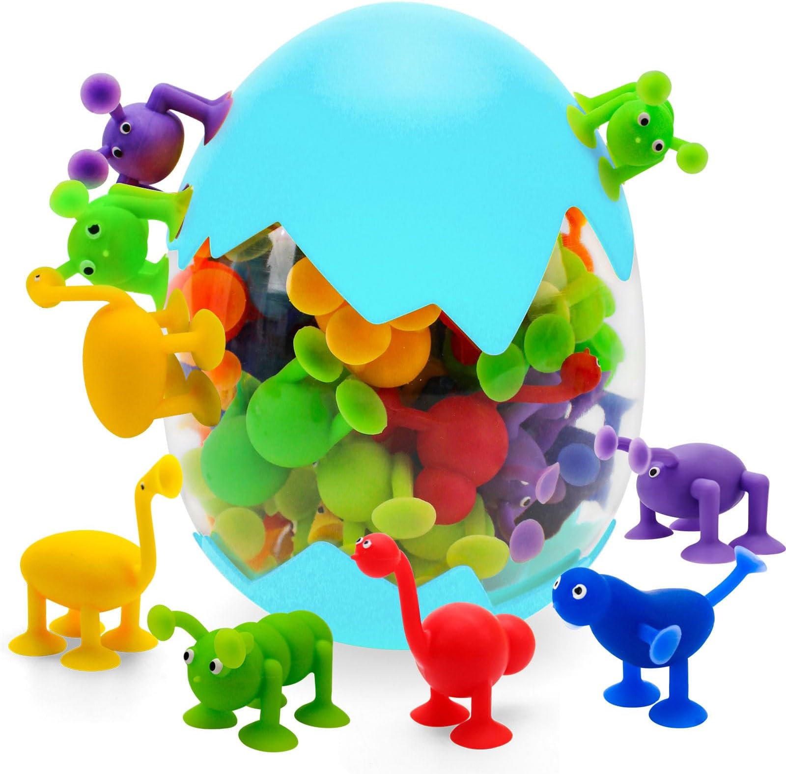 Suction Toys Baby Bath Toy Set-45 Pcs Kids Suction Cup Toys,Bathtub Silicone Building Blocks, Stress Release Toys,Toddler Travel Toys for 3 4 5 6 7 8 Year Old Boy Girl (Blue)