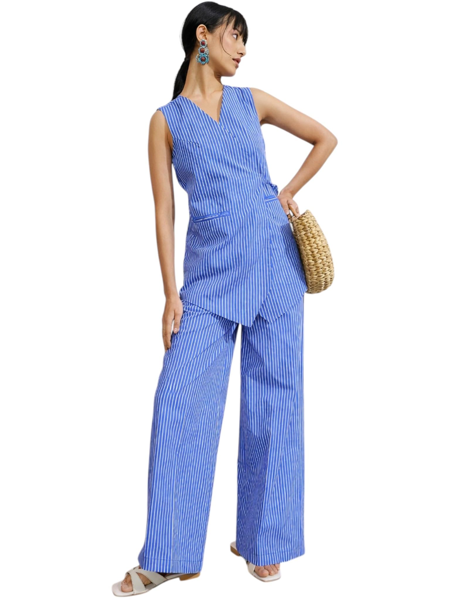 pink paprika by sassafras Women's Pin Stripe Wrap Vest with Pants-picture-15