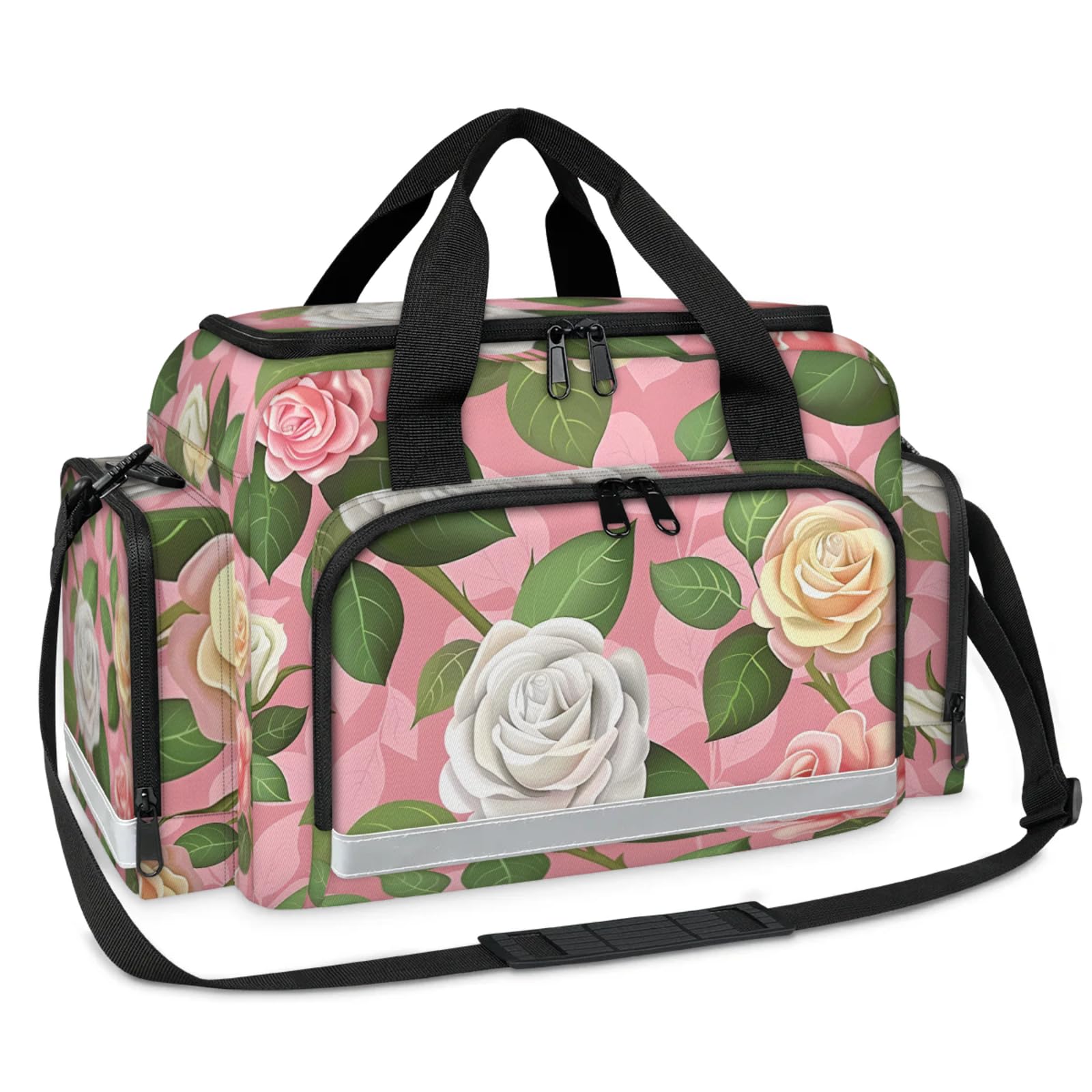 GzLeyigou First Aid Bags Empty, Pretty Rose Emergency Bag First Aid Kit Multiple Compartment Kit Carrier On Call Trauma Bag For Paramedics Emergency Medical Supplies Kit