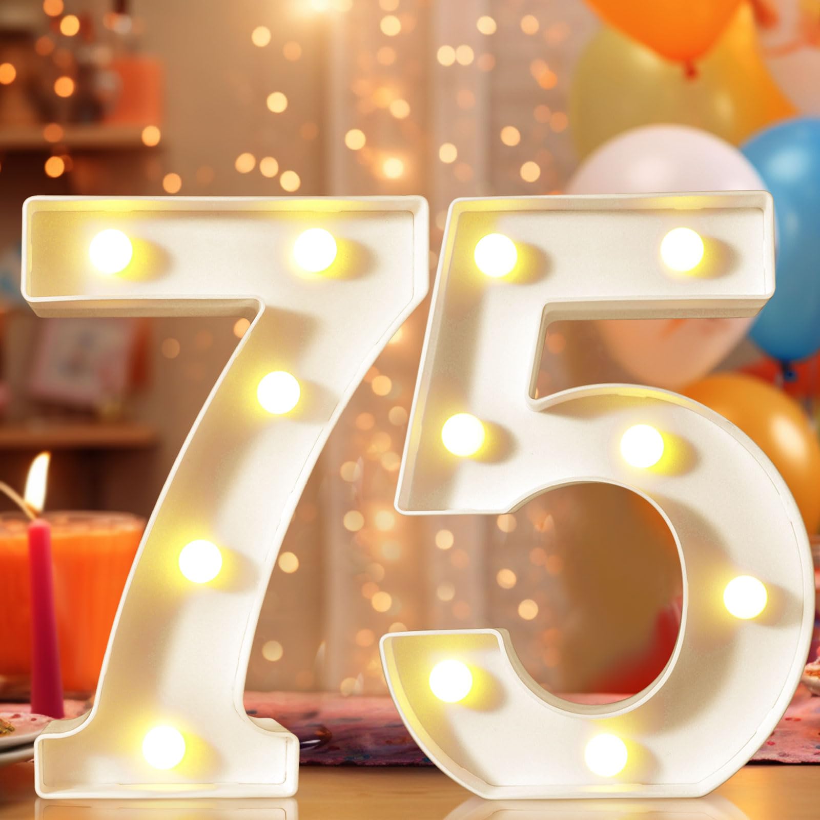 8.8" Decorative LED Light Up Numbers, Marquee Numbers Lights for 7th Birthday Decorations, Lighted Number Sign for Birthday Party Night Lights Wedding Anniversary Home Wall Decor, White Number 7 — view 12