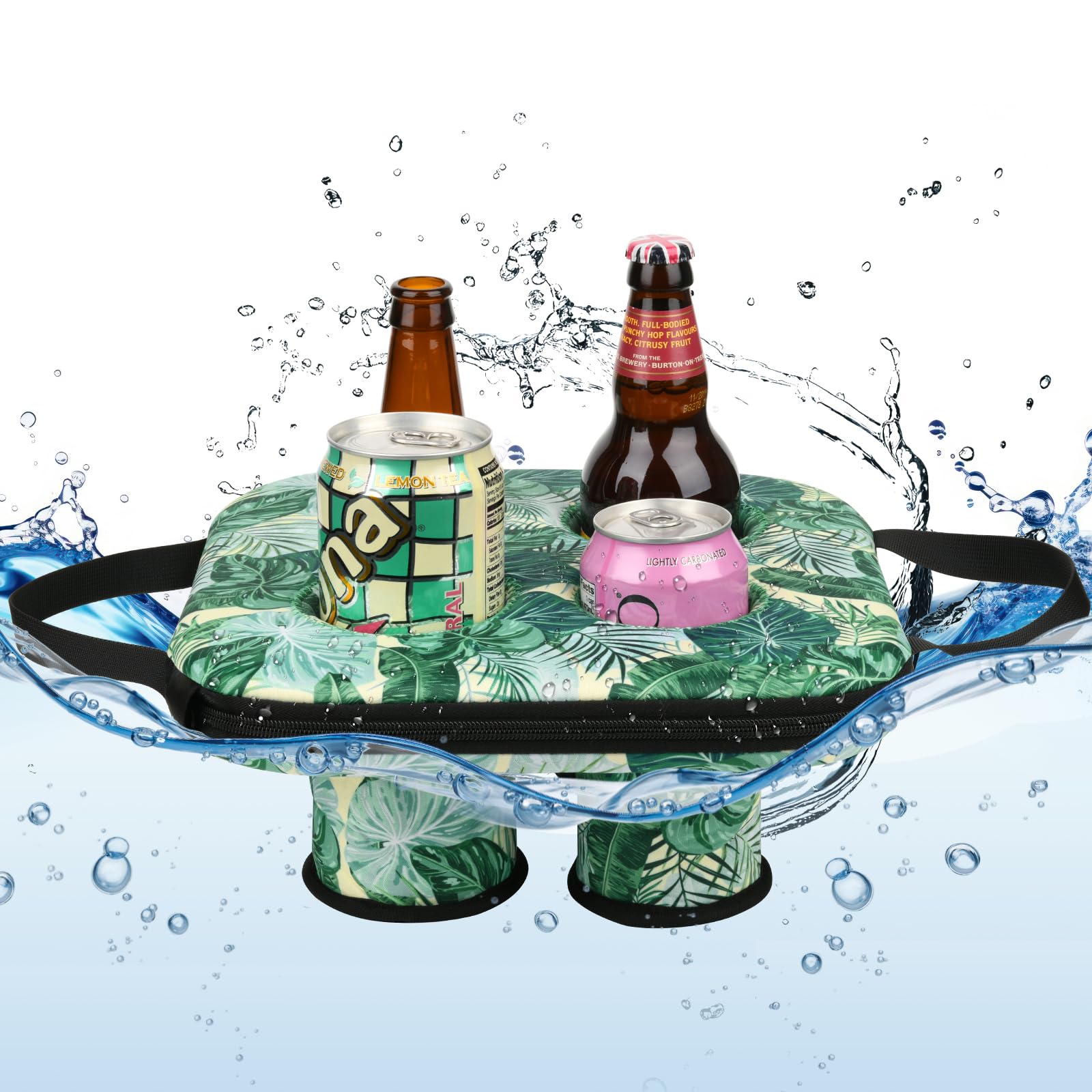 Cosmos Floating Drink Holder Pool Beverage Float Cup Coaster Non-Inflatable Floating Refreshment Drink Tray Holds 4 Pcs Beer Can/Bottle/Coffee Cup/