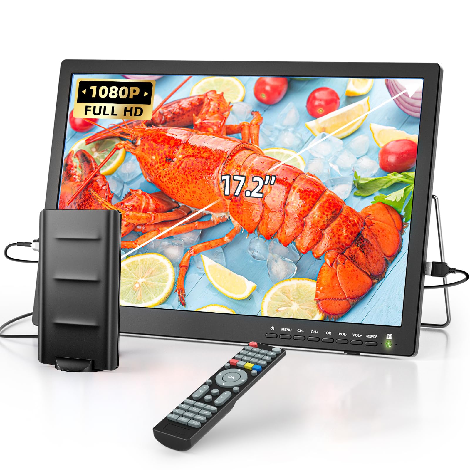 NORTHING 17 2 1080P Portable TV 7000mAH Built-in Powered Flat Screen TV with Antenna USB HDMI AV Input