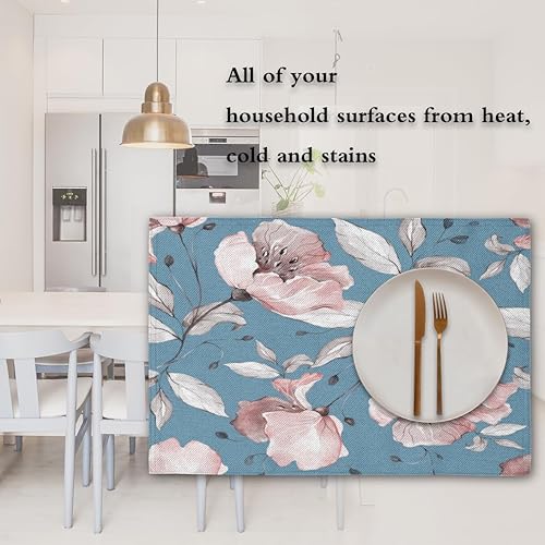 Miniatura 7 de Floral Art Placemats Set of 4 Table Mats Washable Placemat Waterproof Place Mats for Party Home Dining Table Decor 18x12 in