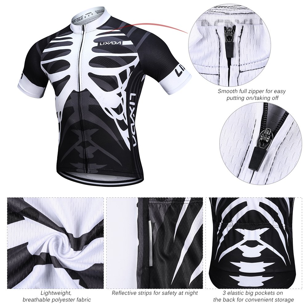 Lixada Hommes Femmes Cyclisme Maillot à Manches Courtes + Cuissard de 3D Padded Short Respirant