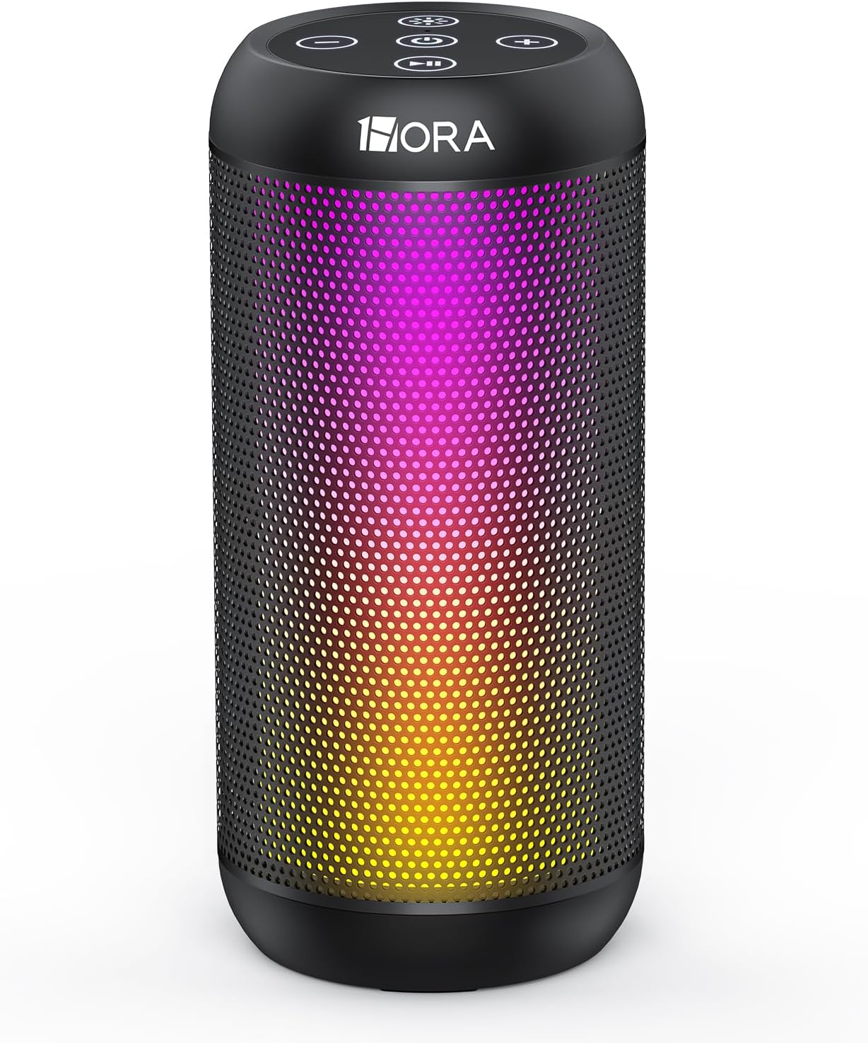 1 Hora Portable Bluetooth Speaker 10W, 2400mAh Wireless Speaker with Adjustable RGB Lighting, Dual TWS Pairing, for Indoor and Outdoor (Black)