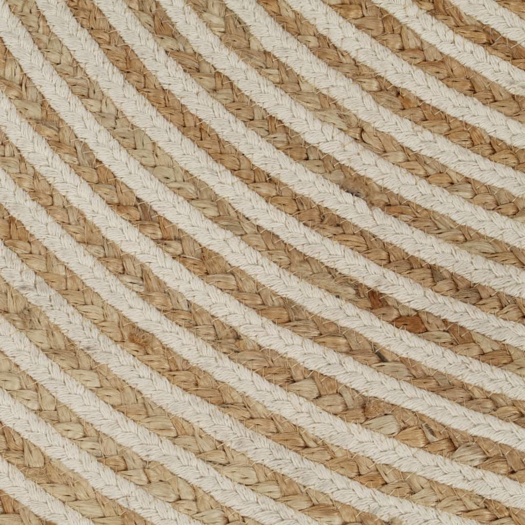 Dywan wykonany ręcznie z juty i bawełny, spiralny wzór, średnica 150 cm, łatwy w pielęgnacji, antypoślizgowy, do salonu, sypialni, korytarza, kuchni, nowoczesnego stylu boho