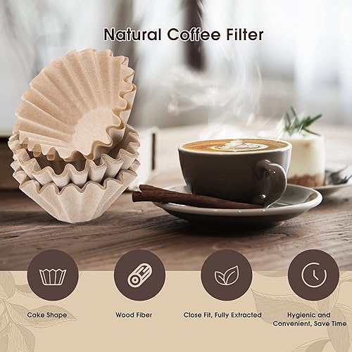 Miniatura 3 de LARATH 50 filtros de café desechables de papel natural sin blanquear para 1-4 tazas de café por goteo, barista, marrón