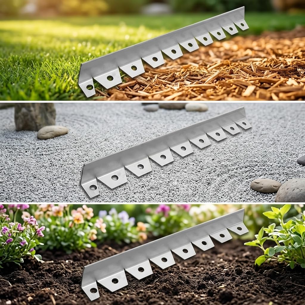 Tira BOR para Acero Inoxidable 304 limitadora Resistente Separadora Gravilla Flexible para Macizos Flores Acuado para y Paisajismo, 1m x 3cm x 5cm