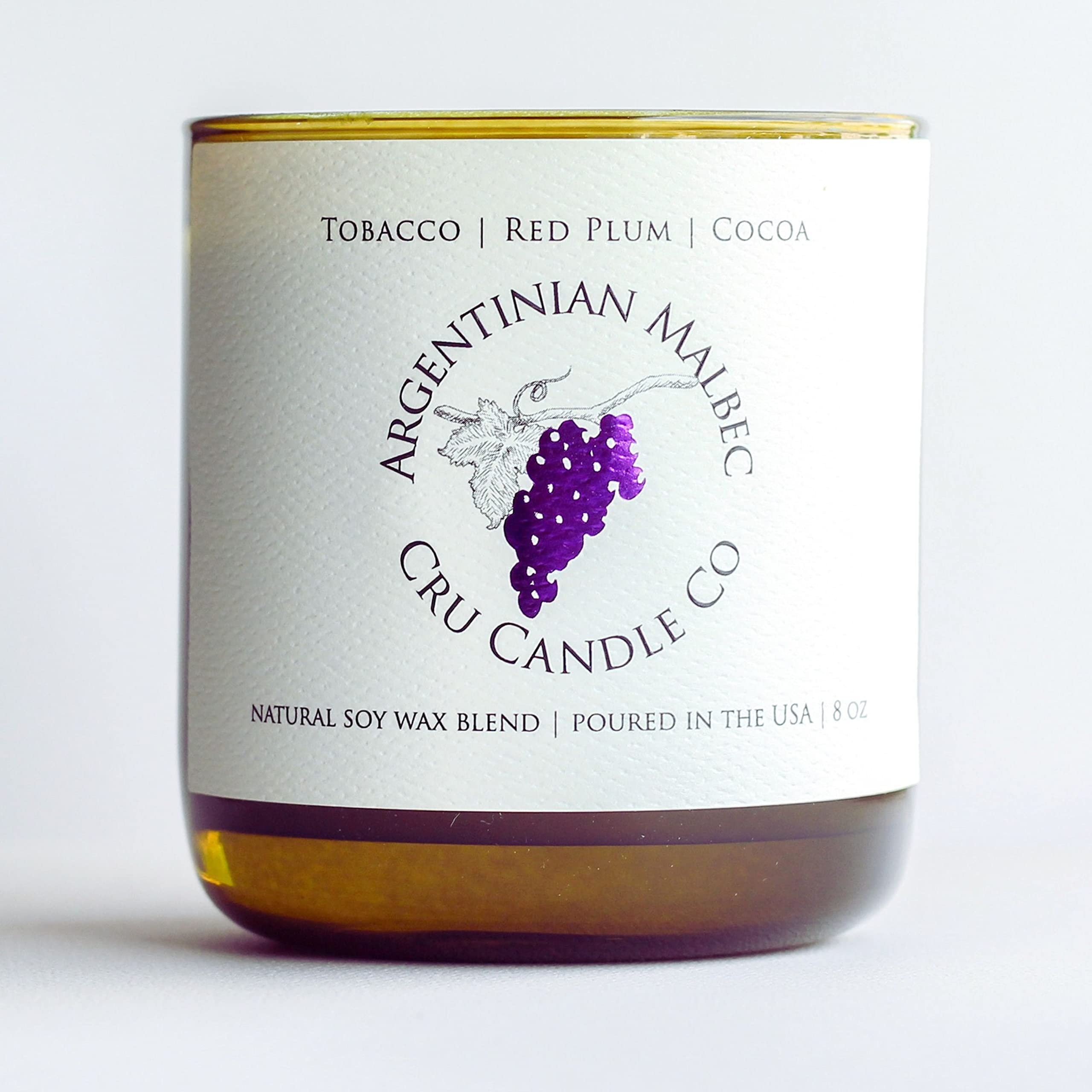 Cru Candle CoWine Jar Candles - Argentinian Malbec - Wine Scented Candles, Perfect for Candle and Wine Lovers!