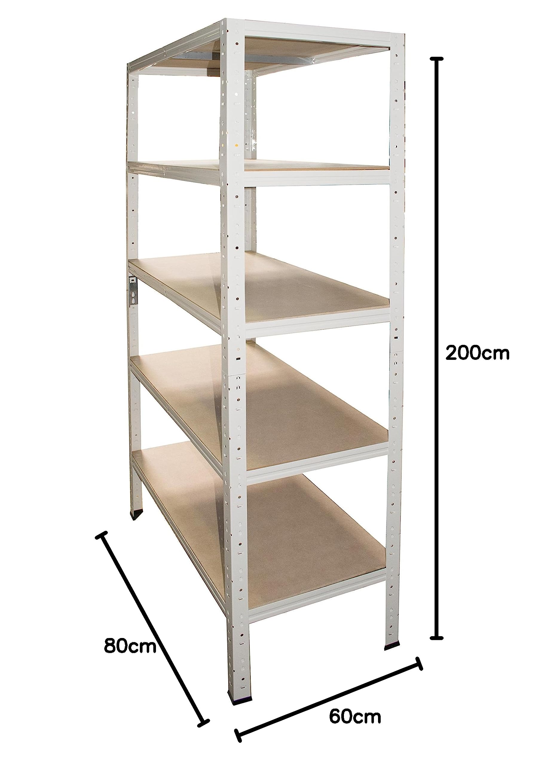 Scaffale Metallico Per Garage 200x60x30 Cm - 5 Ripiani, Carico 175 Kg, Bianco, Per Magazzino O Officina - Foto 11