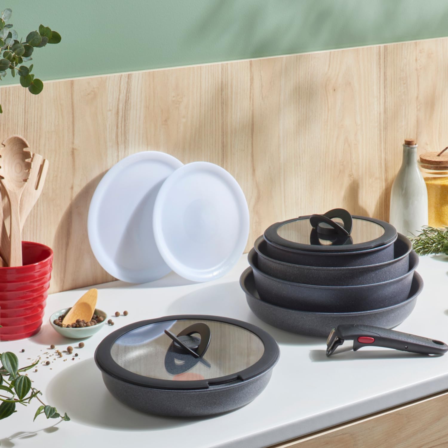 Lagostina Ingenio Induction Coperchio in Vetro e Silicone, Nero e Trasparente, 28 cm