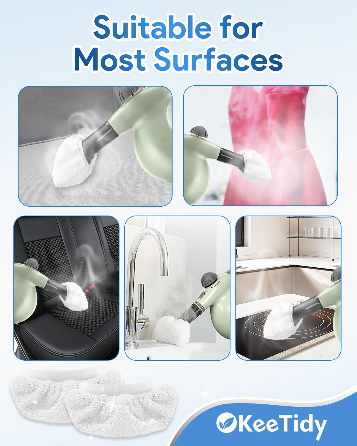 25 Pack Universal Steam Mop Pads Microfiber Cloths Compatible with Bissell Steam Shot Cleaner fit for PurSteam fit for Wagner Spraytech fit for McCulloch Handheld Steam Cleaner Accessories