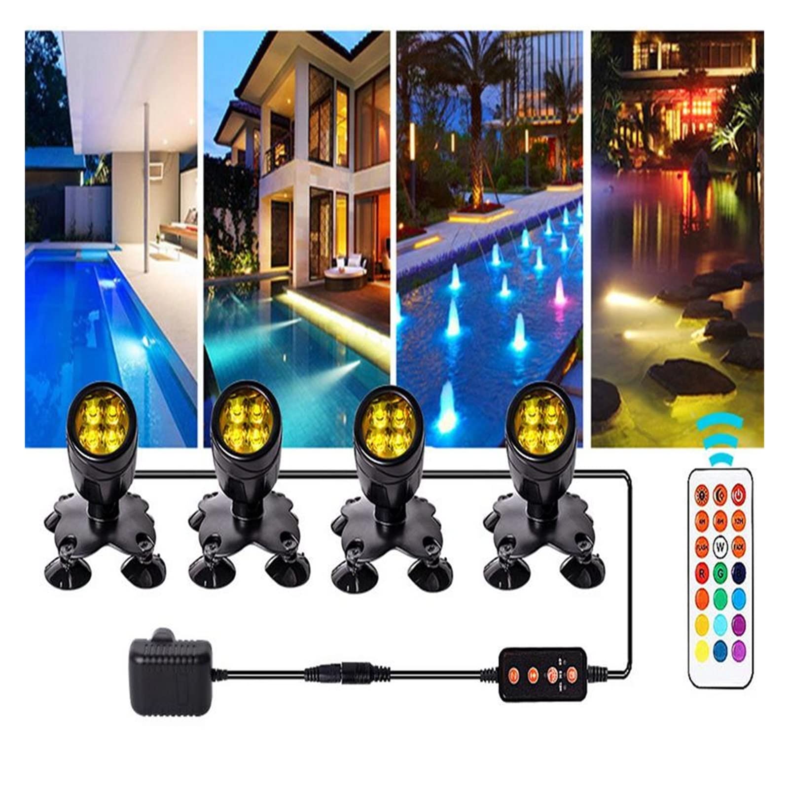 Wasserdichte Unterwasserbeleuchtung, verstellbarer Brunnen, Pool, Teich, Aquarium, mehrfarbig, tauchbare LED-Leuchten, Gartendekoration Wasserdicht Sicher(1pcs)