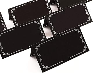 Summer-Ray 48 Black Modern Wedding Place Cards with White Rim Seating Cards Escort Cards