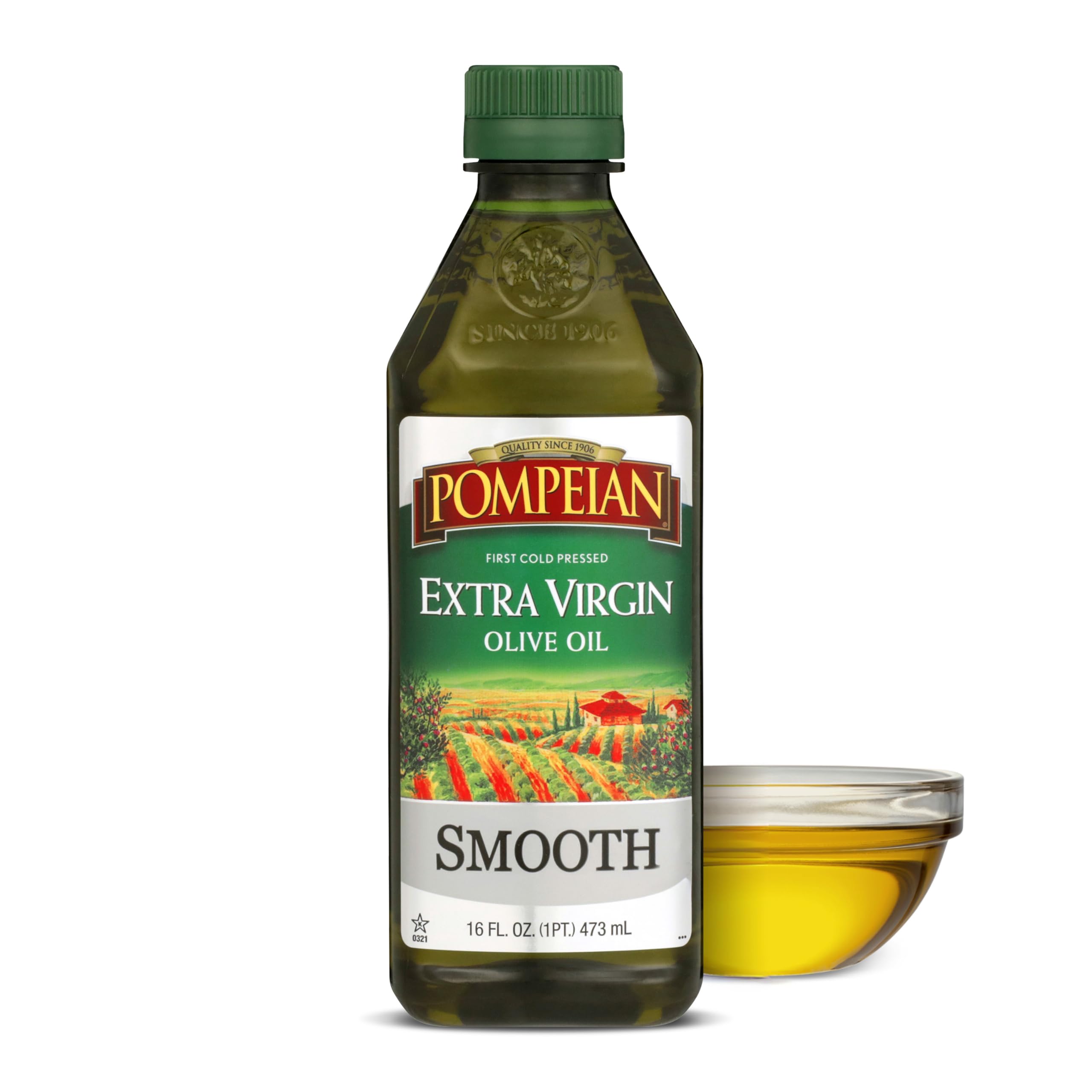 Pompeian Smooth Extra Virgin Olive Oil, Contains Polyphenols, First Cold Pressed, 16 FL OzReducing CO2