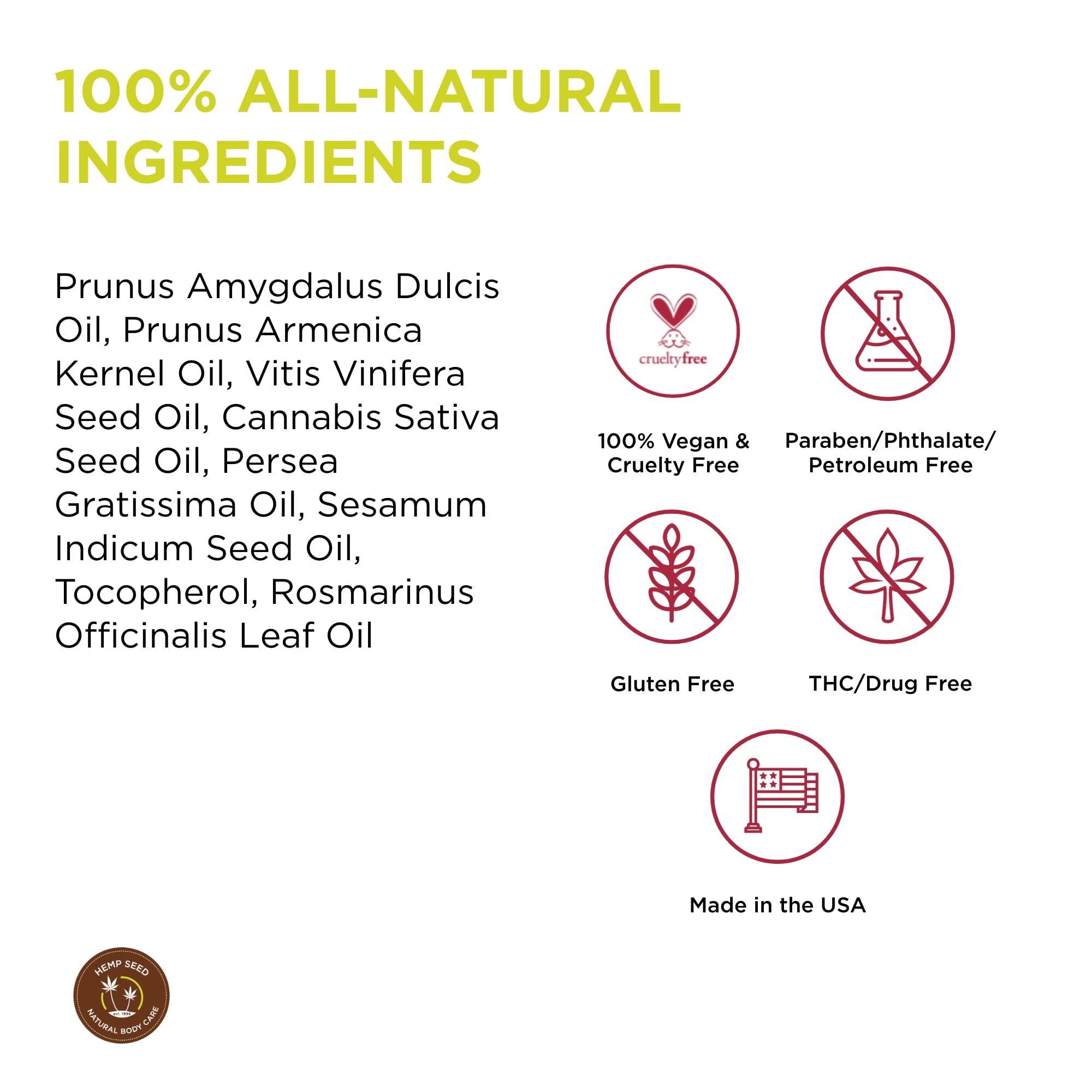 Hemp Seed Massage & Body Oil, Unscented - 8 fl. oz. - Nourishing, Moisturizing Massage Oil - Hemp Seed, Apricot, Grapeseed & Sweet Almond Oil - Vegan & Cruelty Free