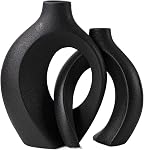 Ensemble de 2 vases en céramique creux Levvohd, vases modernes nordiques minimalistes de style livre pour la décoration de la maison, salon, étagère, entrée, centre de table décoratif (Blanc crème)