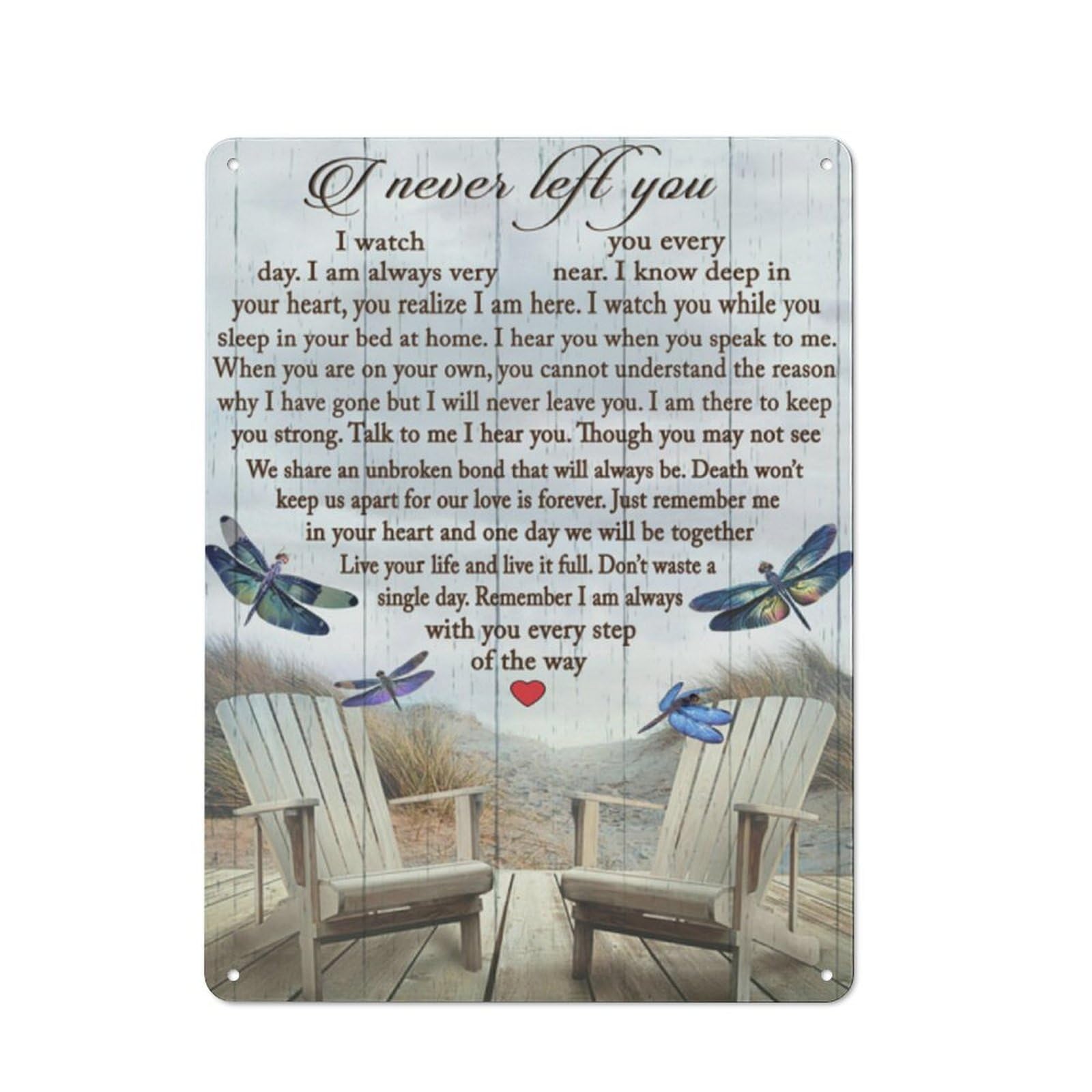 kisoyo Rustic Metal Tin Sign I Never Left You I Am Always With You Step Of The Way Novelty Funny Wall Decor Decorative for Home Bedroom Kitchen Bar Cafe Office 12x16 Inch