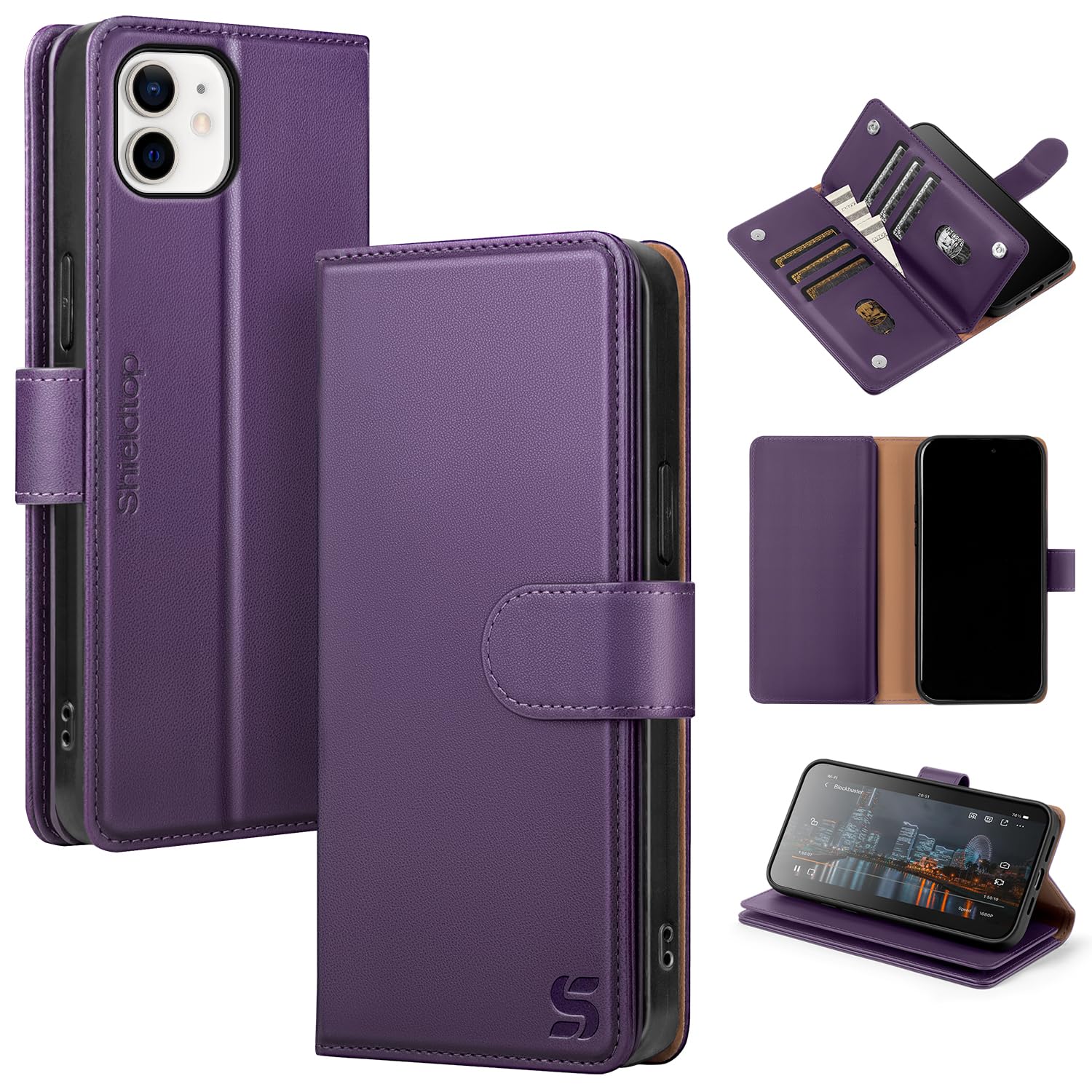 Shieldtop Compatible with iPhone 11 Wallet Case with Card Holder,Women Men RFID Blocking PU Leather Folio Flip TPU Protective Cover Credit Card Slots,