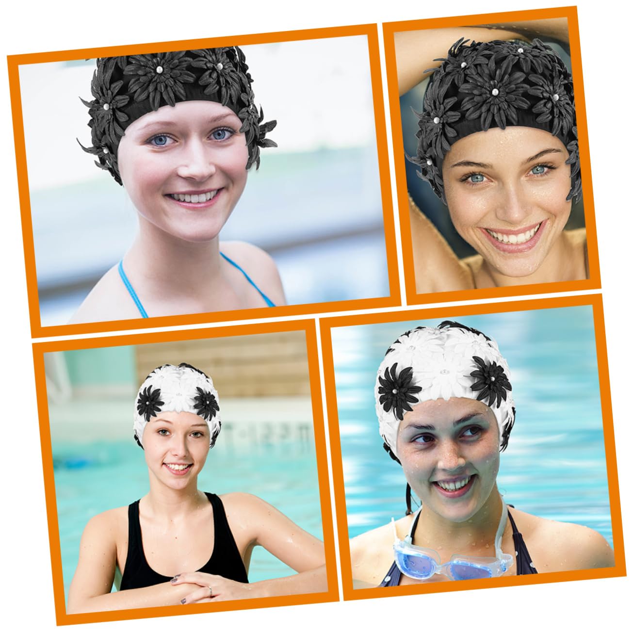Bonnet de Bain Imperméable à Fleurs, Lot de 2, Brocart