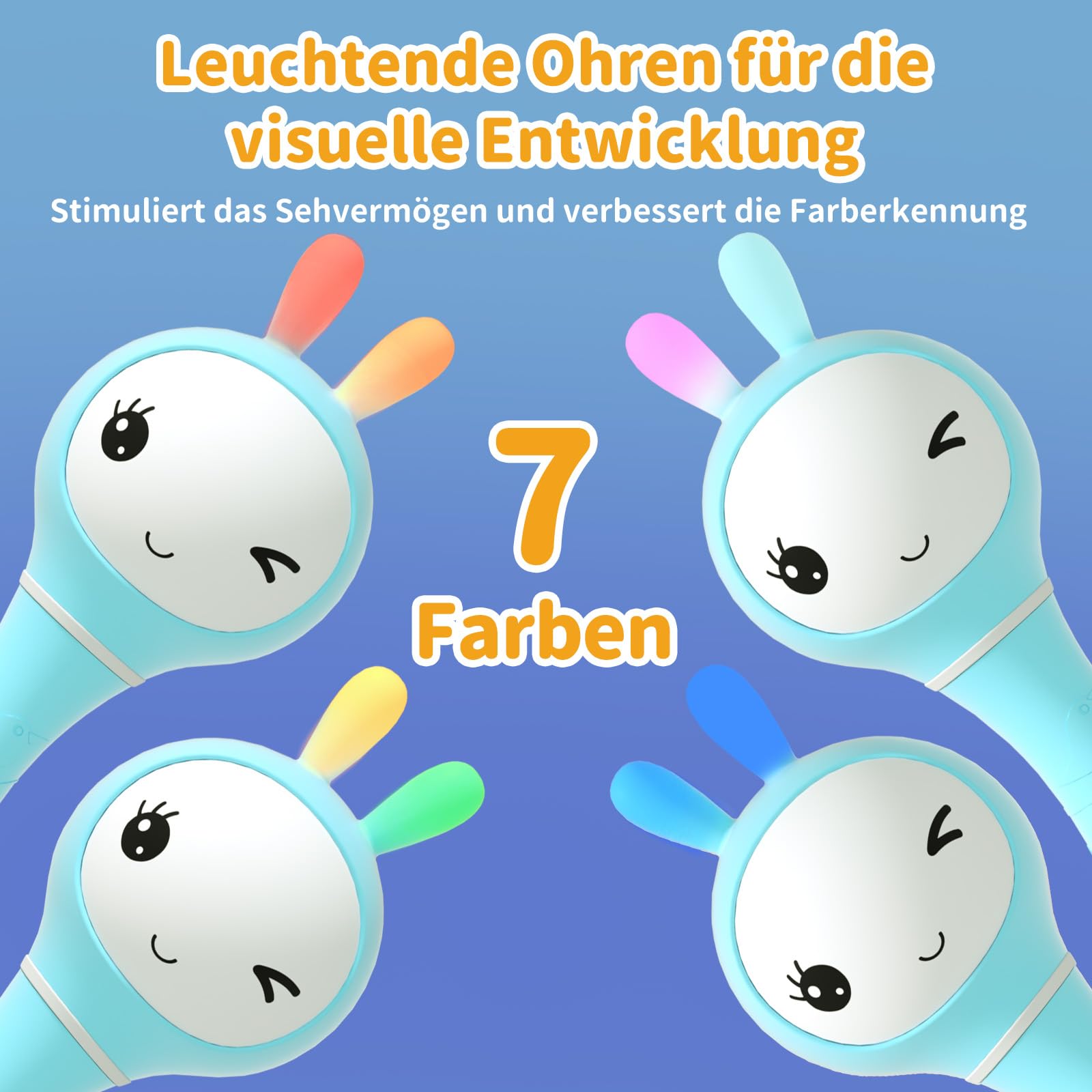 alilo Smarty Bunny Baby Rasseln, Montessori Spielzeug ab 0 3 6 12 18 24 Monate, Musikalisches Babyspielzeug mit Farberkennung, 66 Naturgeräusche & Einschlafhilfe, Baby Geschenke (Englische Version)