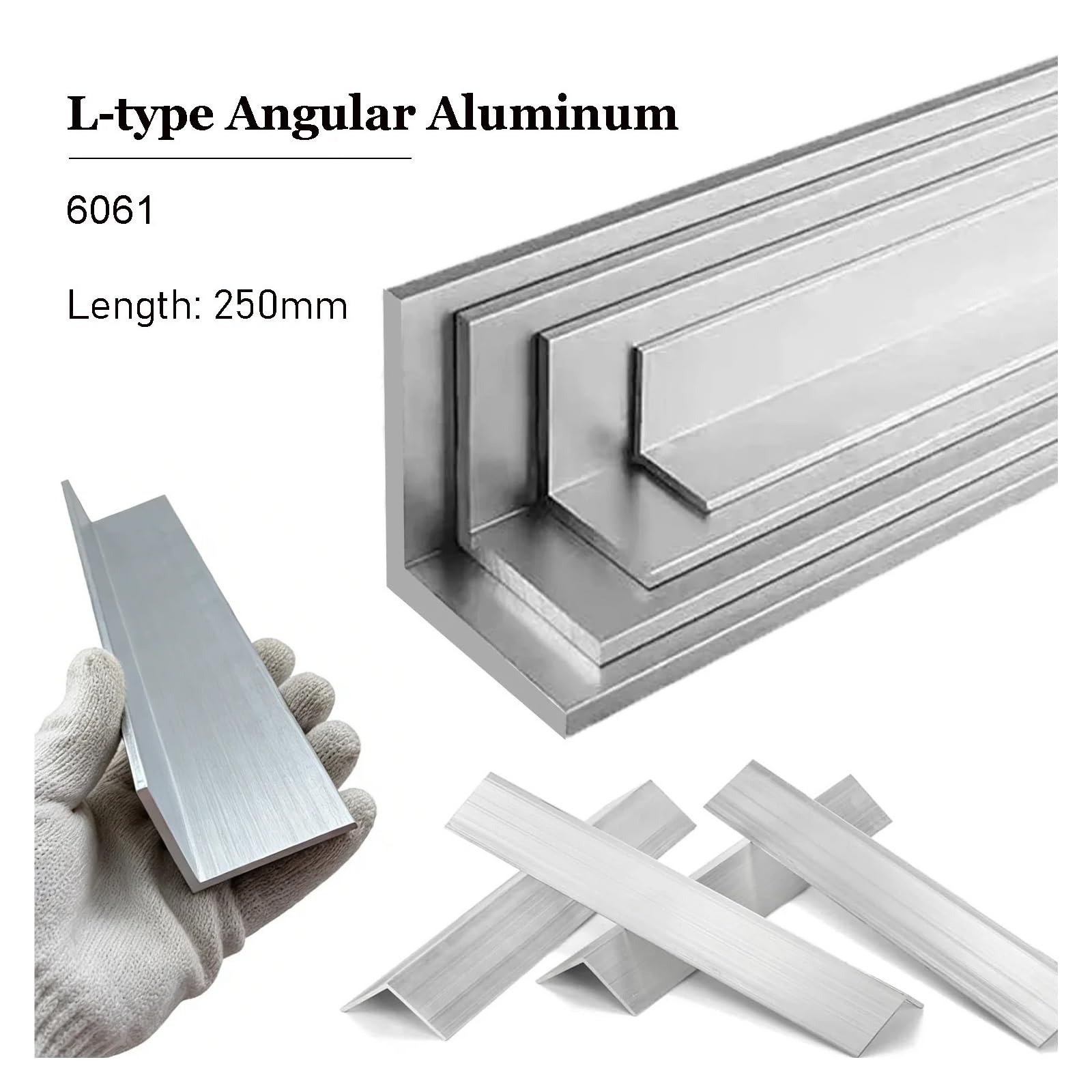 Ángulo de aluminio Angulo Aluminio En Forma De L Esquina Igual 90 | Longitud 250 mm 6061 Derecha Resistente a la oxidación Plata ligera(3x25x25x250mm,5pcs)