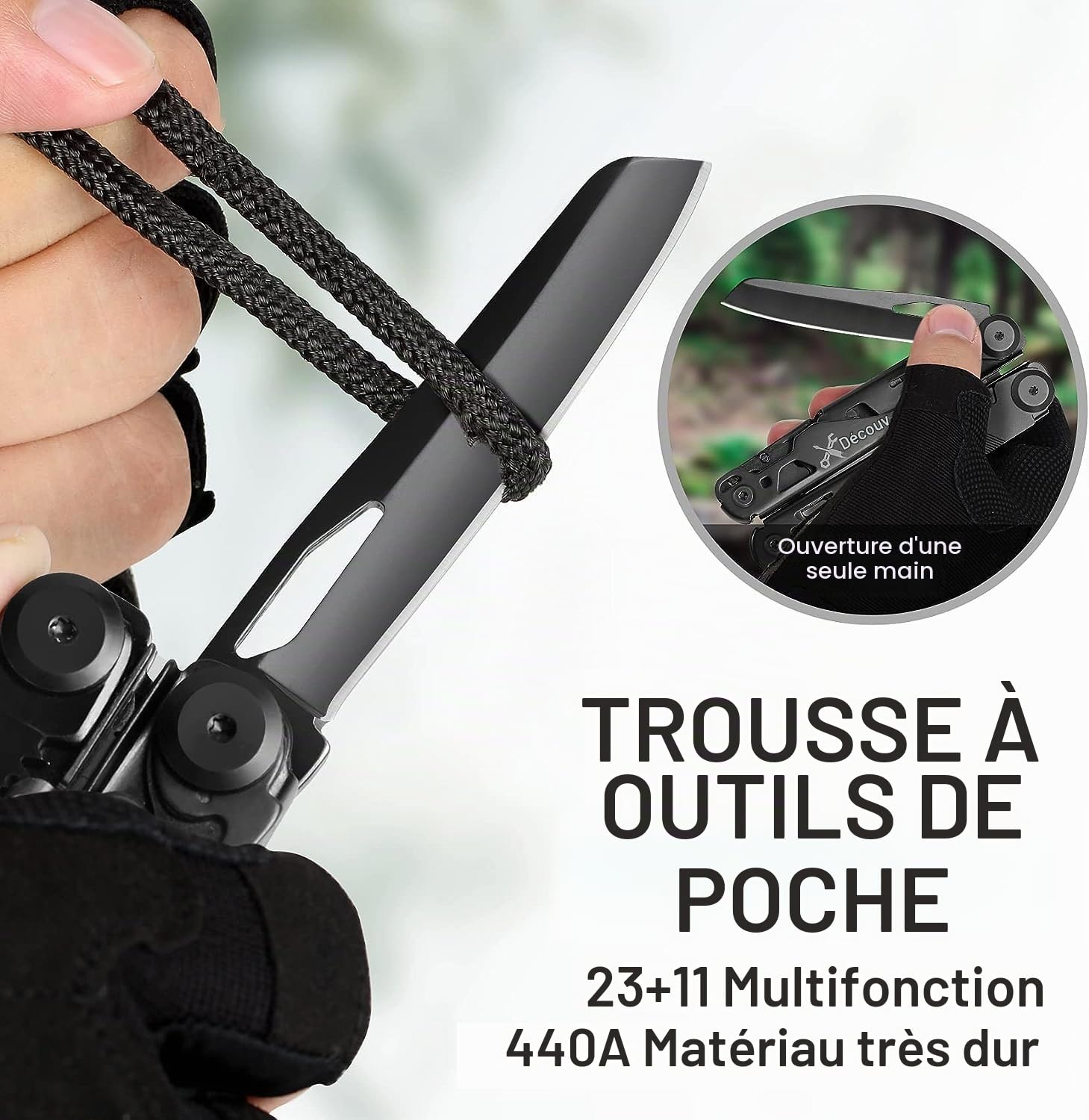 23 en 1 Outil Multifonction Portable avec Coffret Cadeau Premium,Noir | Couteau de Camping Cool Gadgets pour Homme, Tournevis Scie Tournevis Décapsuleur Pince pour Petit Ami, Fils, Papa, Mari