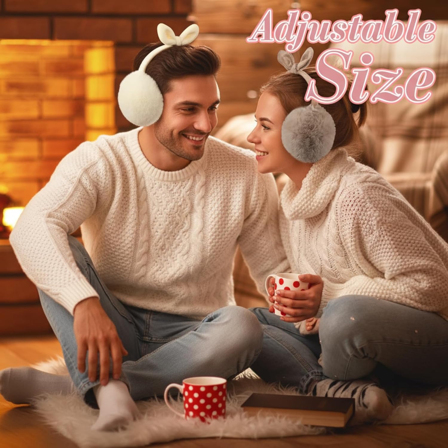 JaGely 4 Pieces Winter Ear Muffs Cute Bow Faux Fur Ear Warmers Ski Adjustable Covers Outdoor Fuzzy Earmuff Warm Soft Fleece Lining for Women Ladies Travel - Image 5