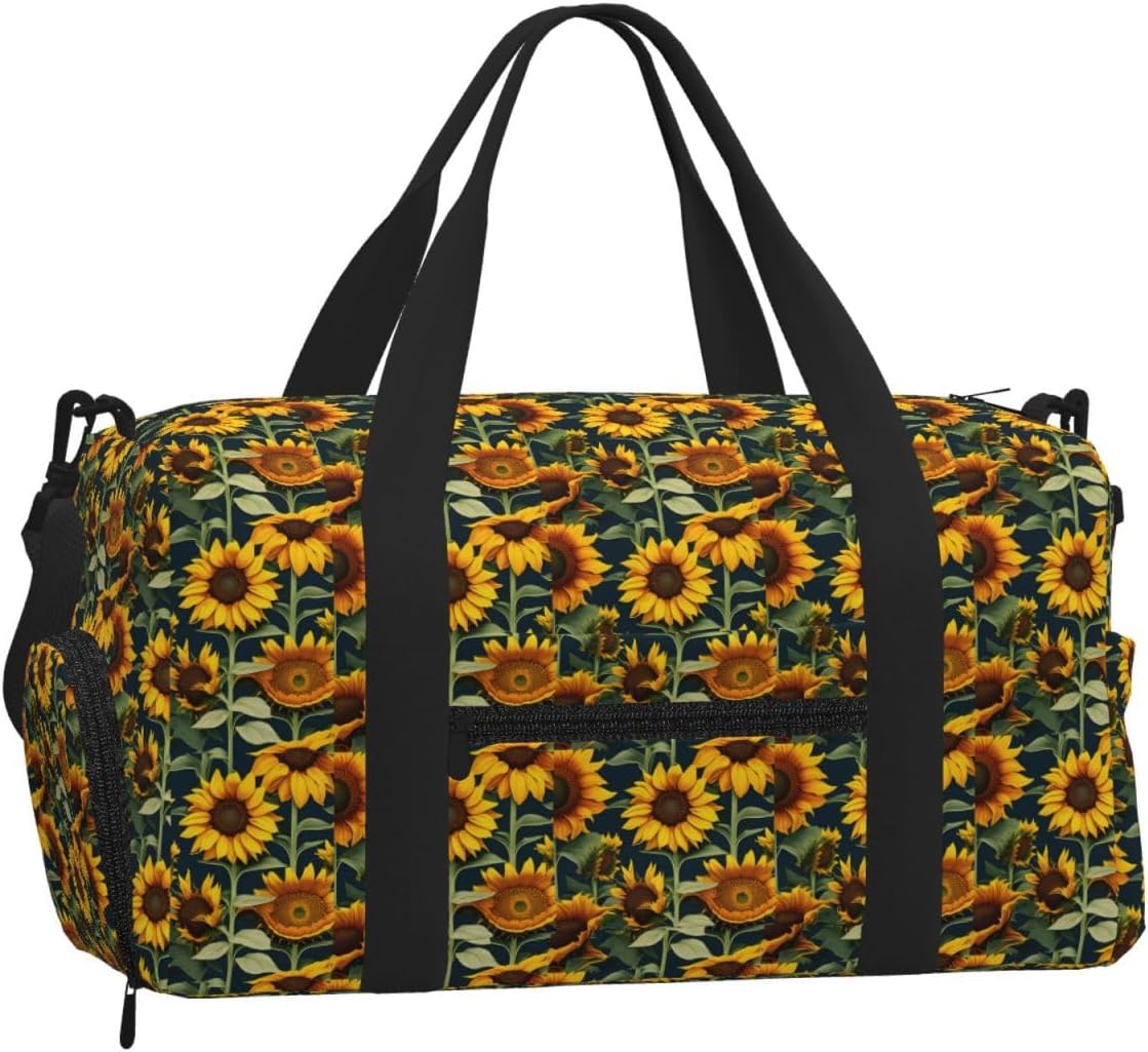 Wild Flower Sunflower Print Handheld Sports Luggage Unisex Crossbody Bag Travel Weekend Fitness Workout