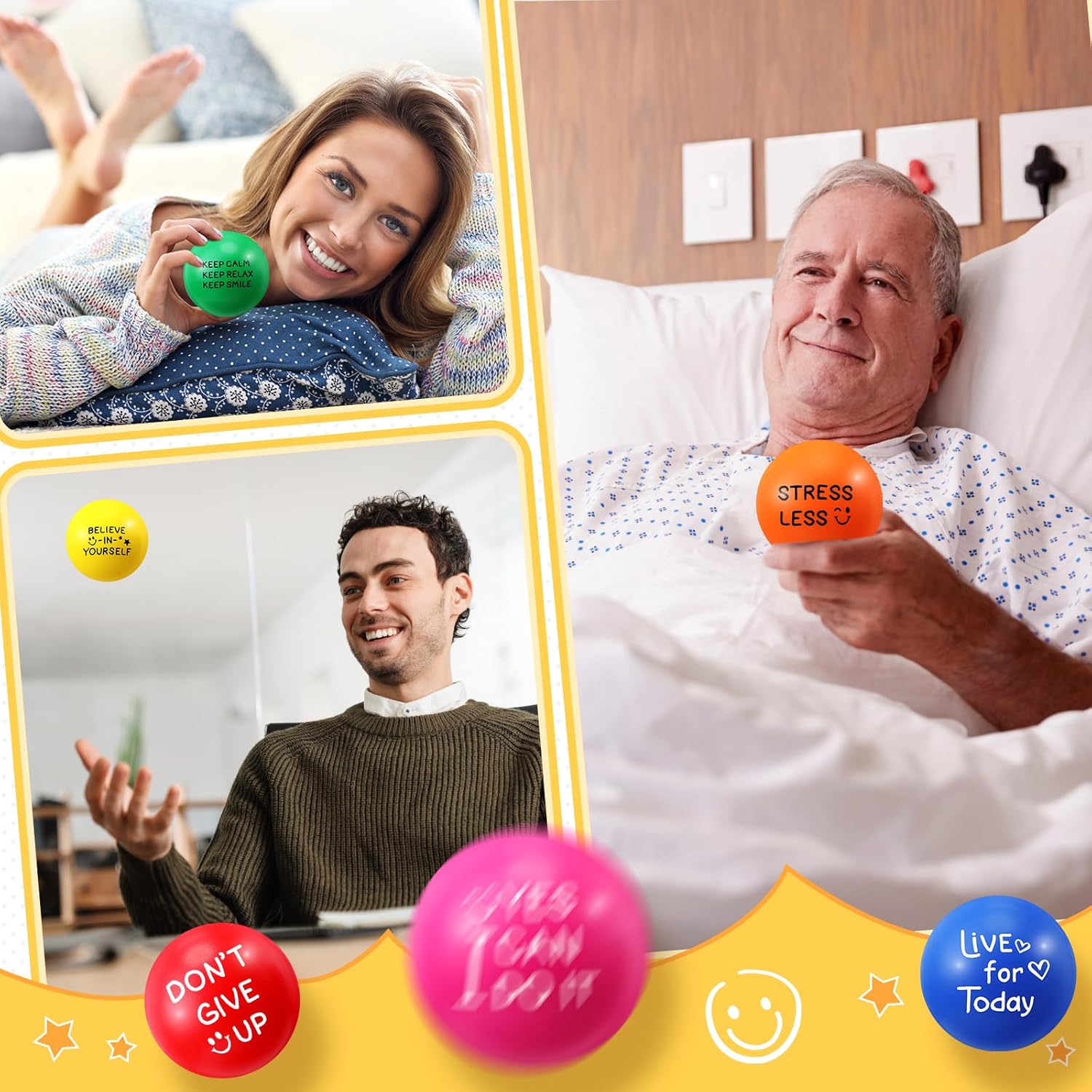 Jenaai 200 Pcs Stress Ball for Adult 1.97 Inch Motivational Anxiety Stress Relief Balls Bulk Inspirational Quotes Colorful Foam Balls with a Drawstring Bag for Encouraging Coworker Adults Valentine - Image 5