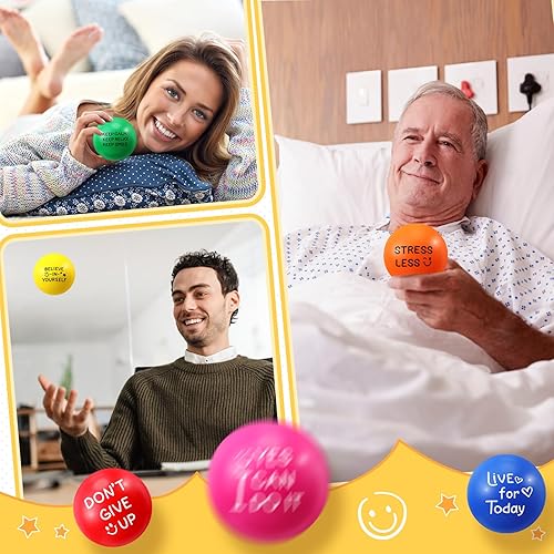 Miniatura 5 de Jenaai 200 bolas motivacionales para el estrés de 1.97 pulgadas, alivio del estrés, ejercicio de mano, bolas de espuma coloridas para adultos,